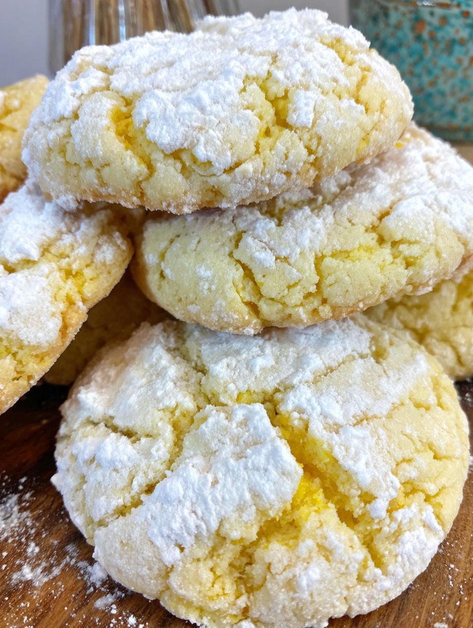 A stack of cookies with white powder on top.