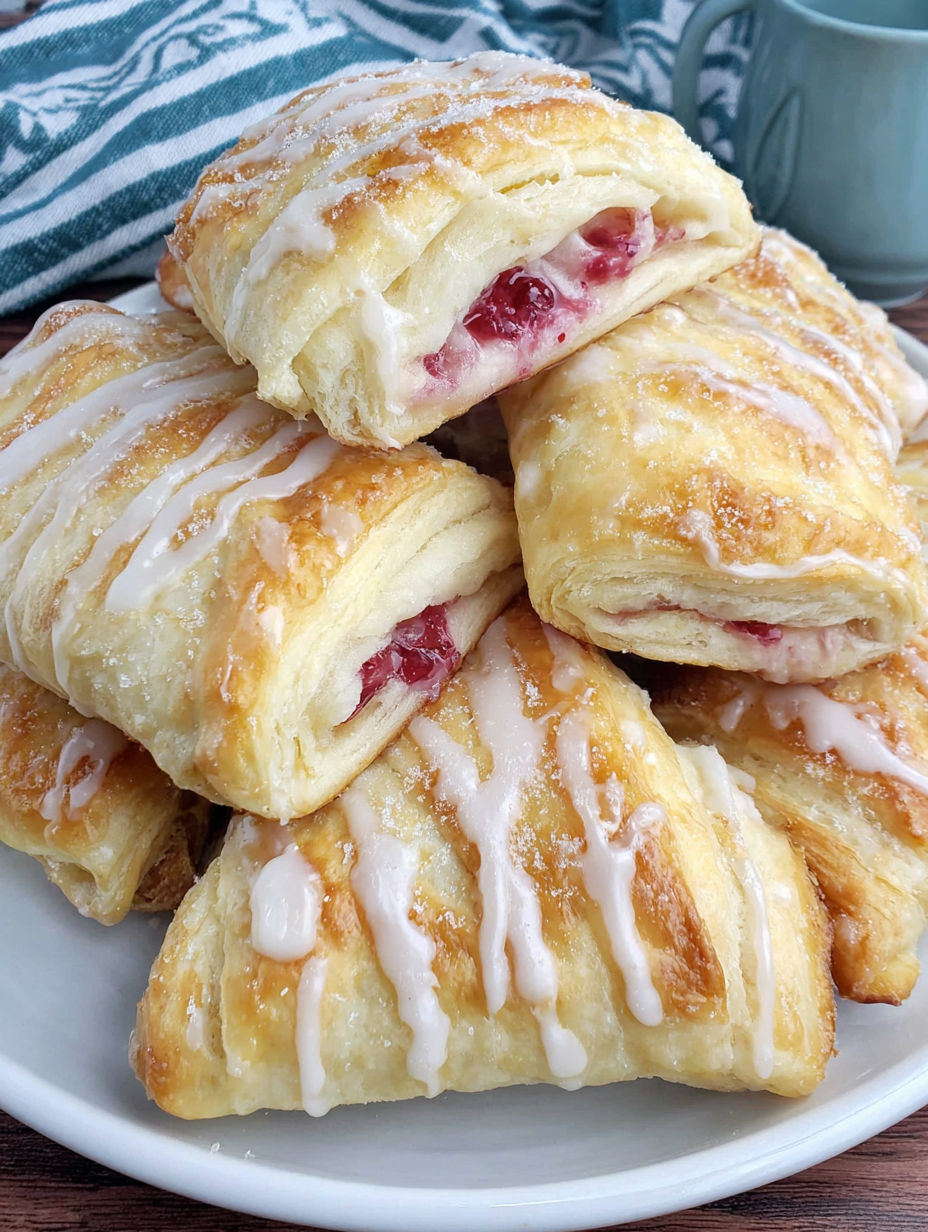A stack of homemade cream cheese danishes.
