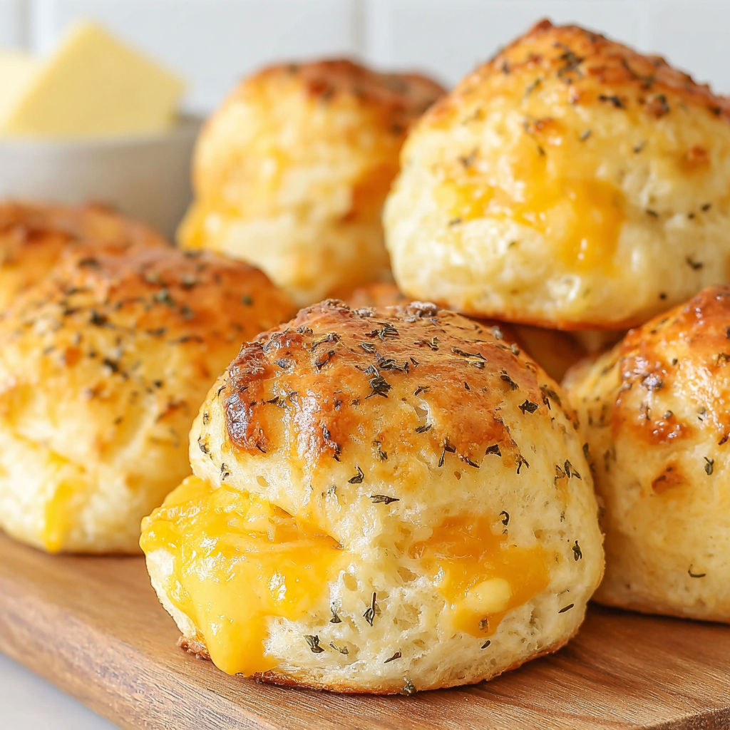 A plate of biscuits with cheese and herbs.