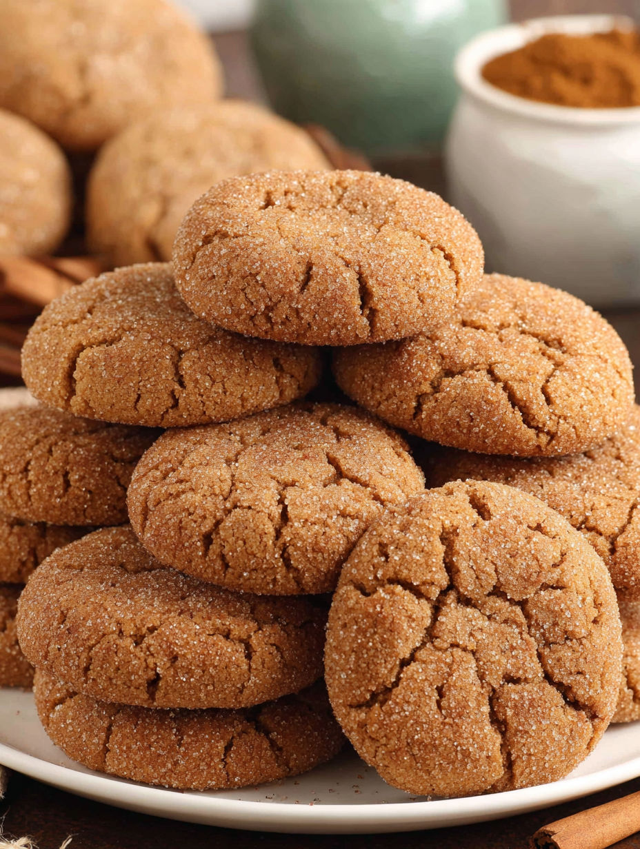 A stack of cookies with sugar on top.