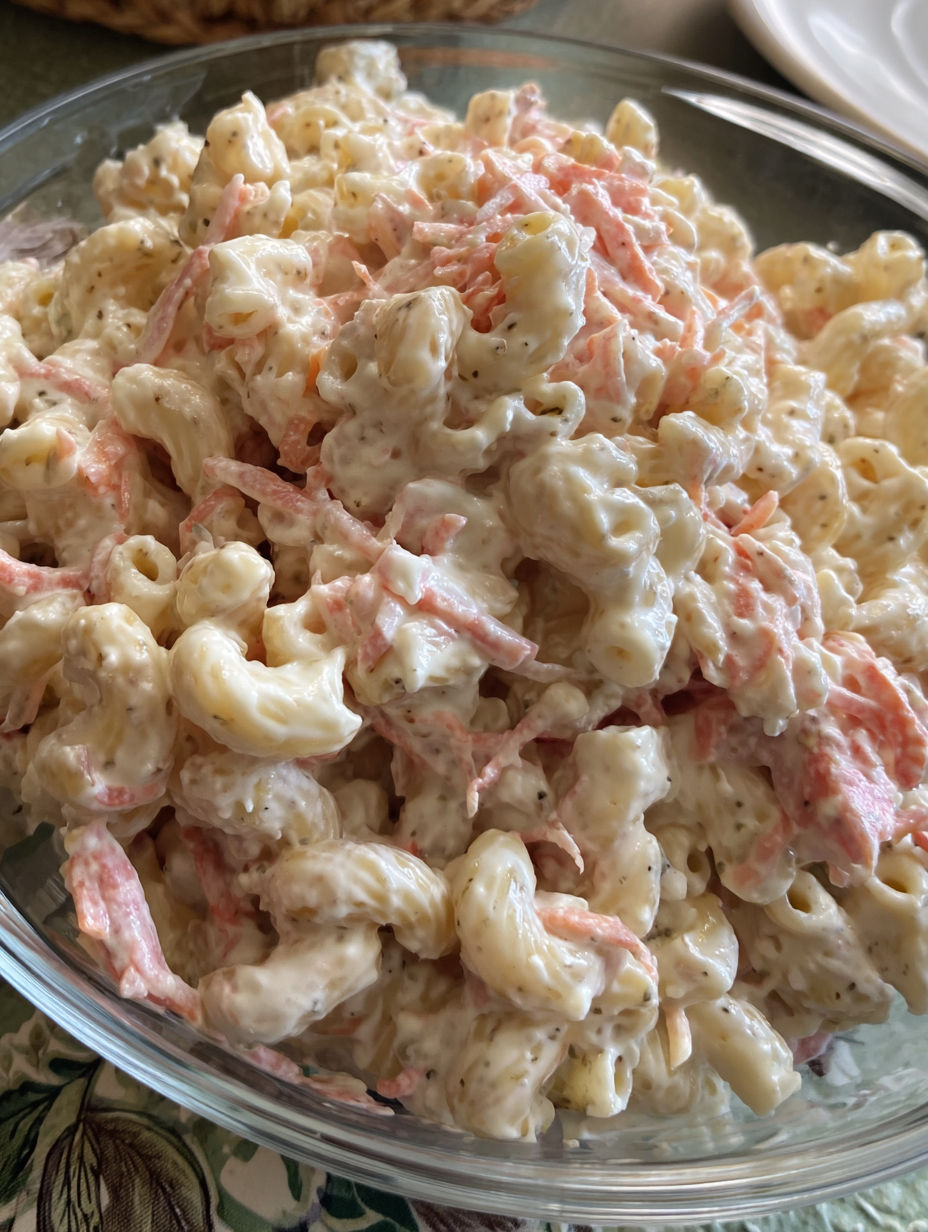 A bowl of macaroni and cheese with red peppers.