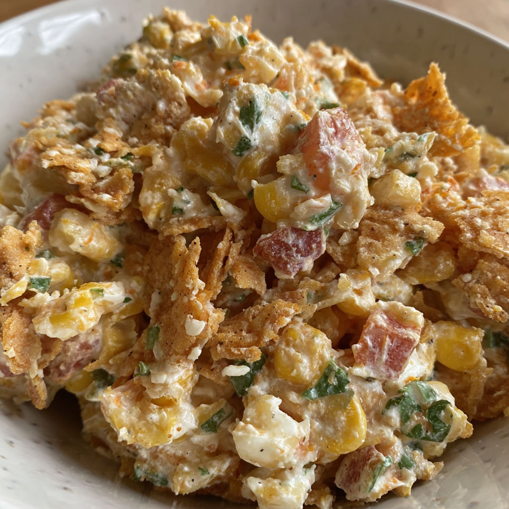 A bowl of chili frito corn salad.