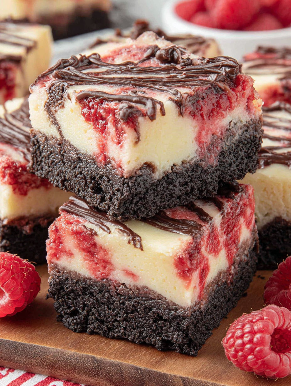 A close up of a white chocolate raspberry cheesecake bar.