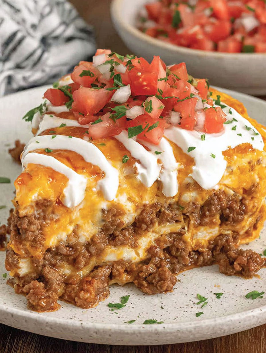 A plate of food with a slice of pizza on it.