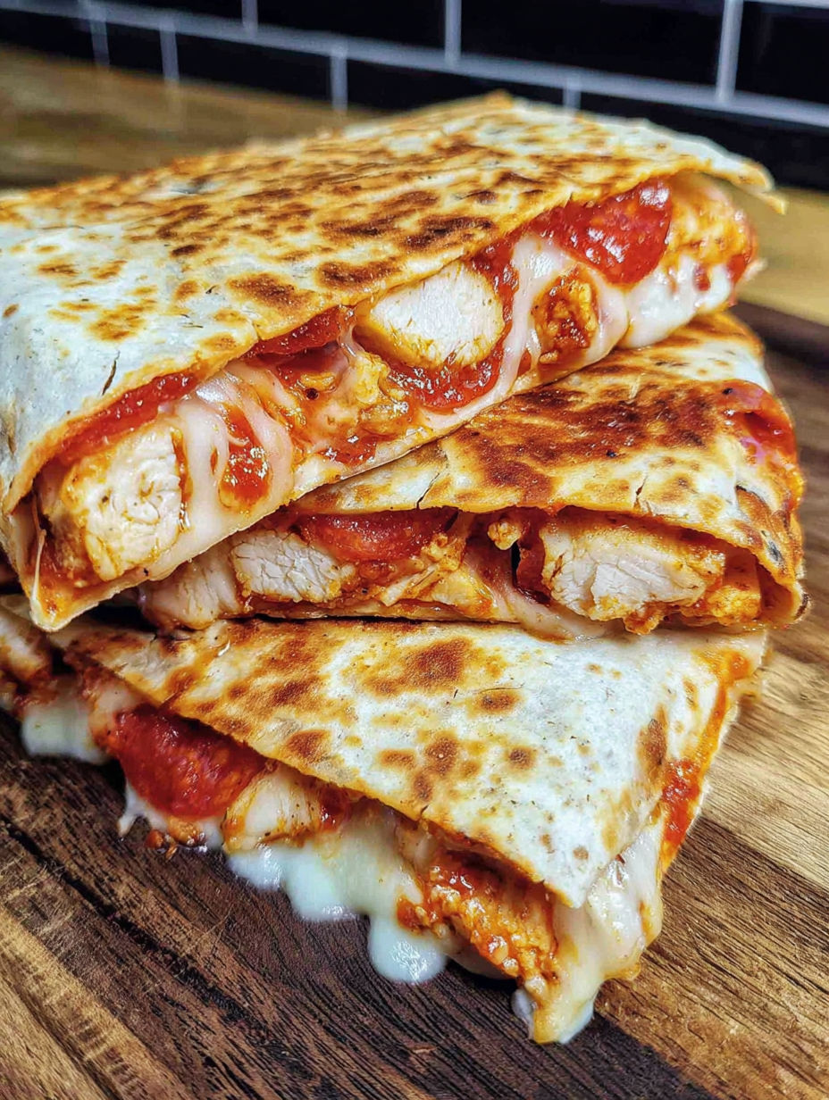 A stack of chicken and cheese sandwiches.