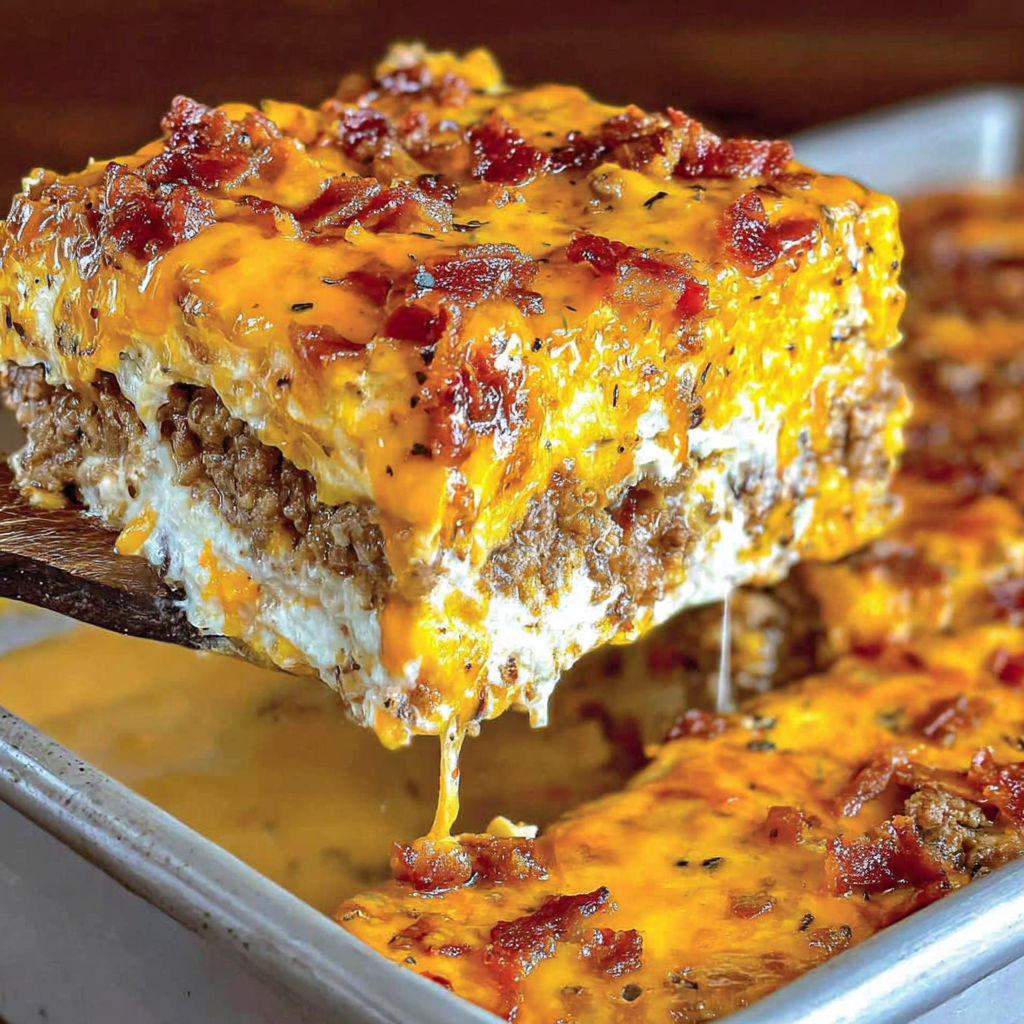 A close up of a cheeseburger with bacon on a pan.