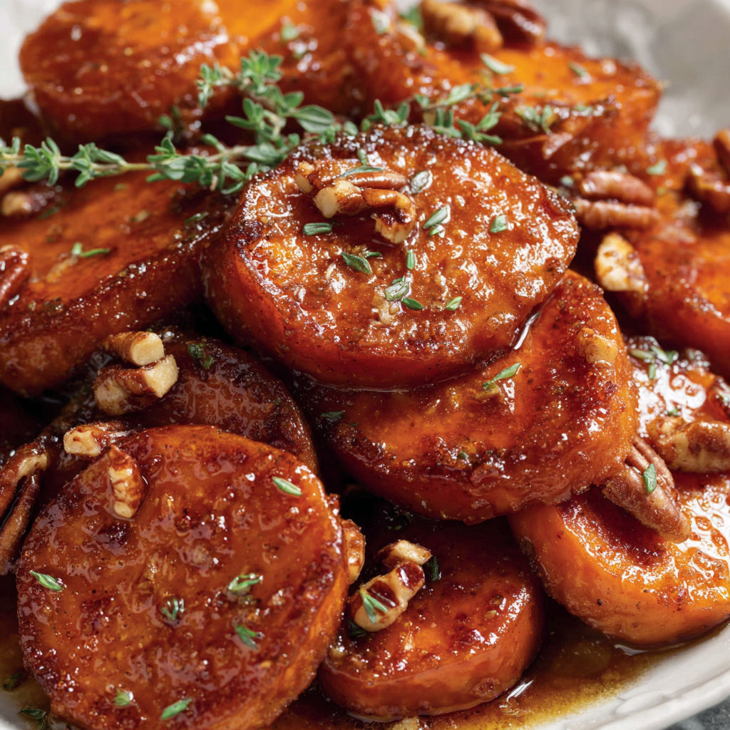 A plate of cinnamon maple roasted sweet potatoes.