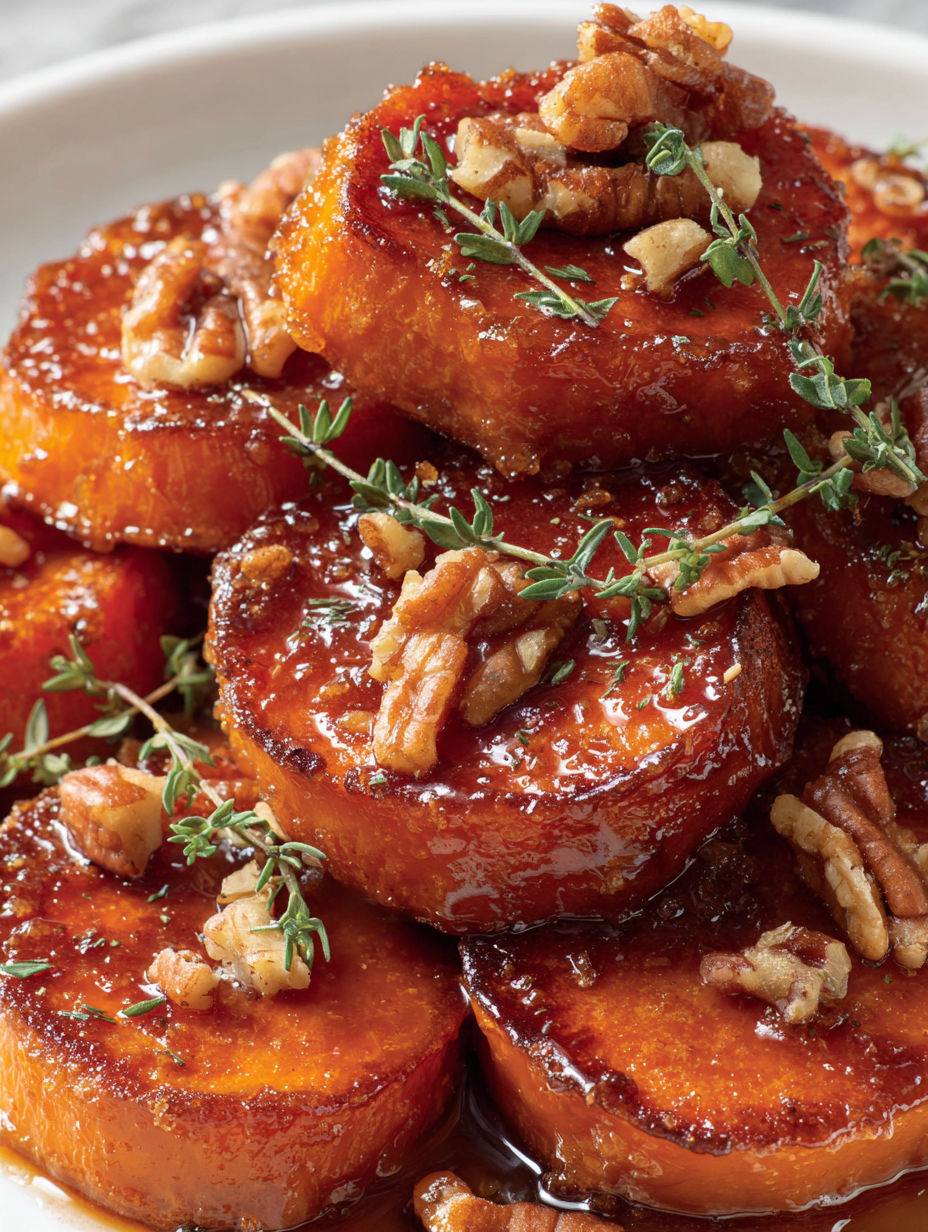 Sweet potatoes with cinnamon and maple syrup.
