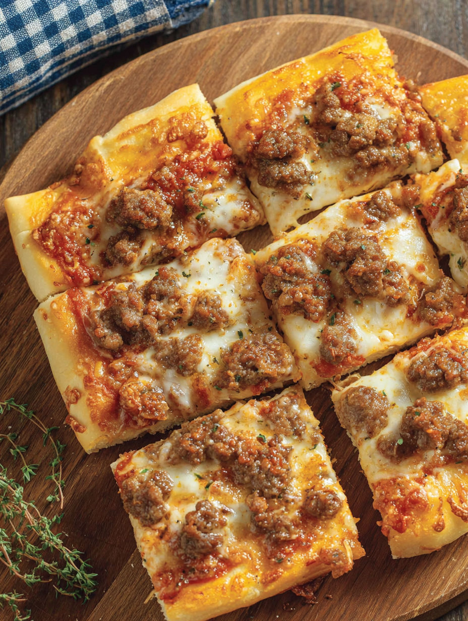 A slice of pizza with meat and cheese.