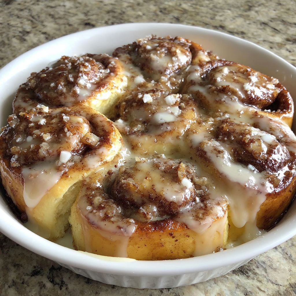 A white bowl filled with cinnamon rolls.