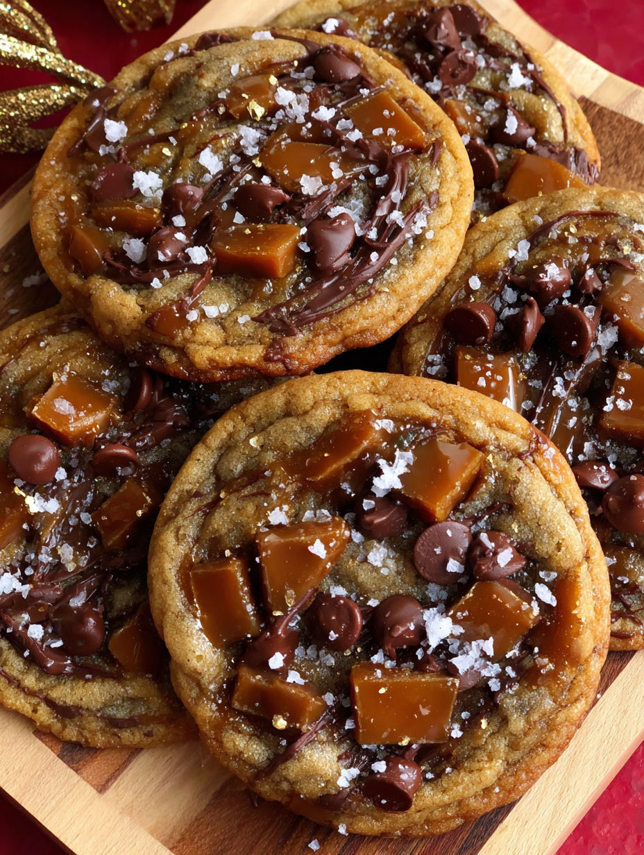 Gingerbread toffee cookies with chocolate drizzle.