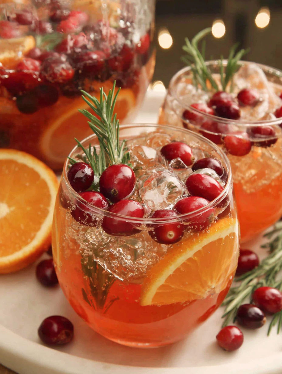 Two glasses of non-alcoholic holiday punch.