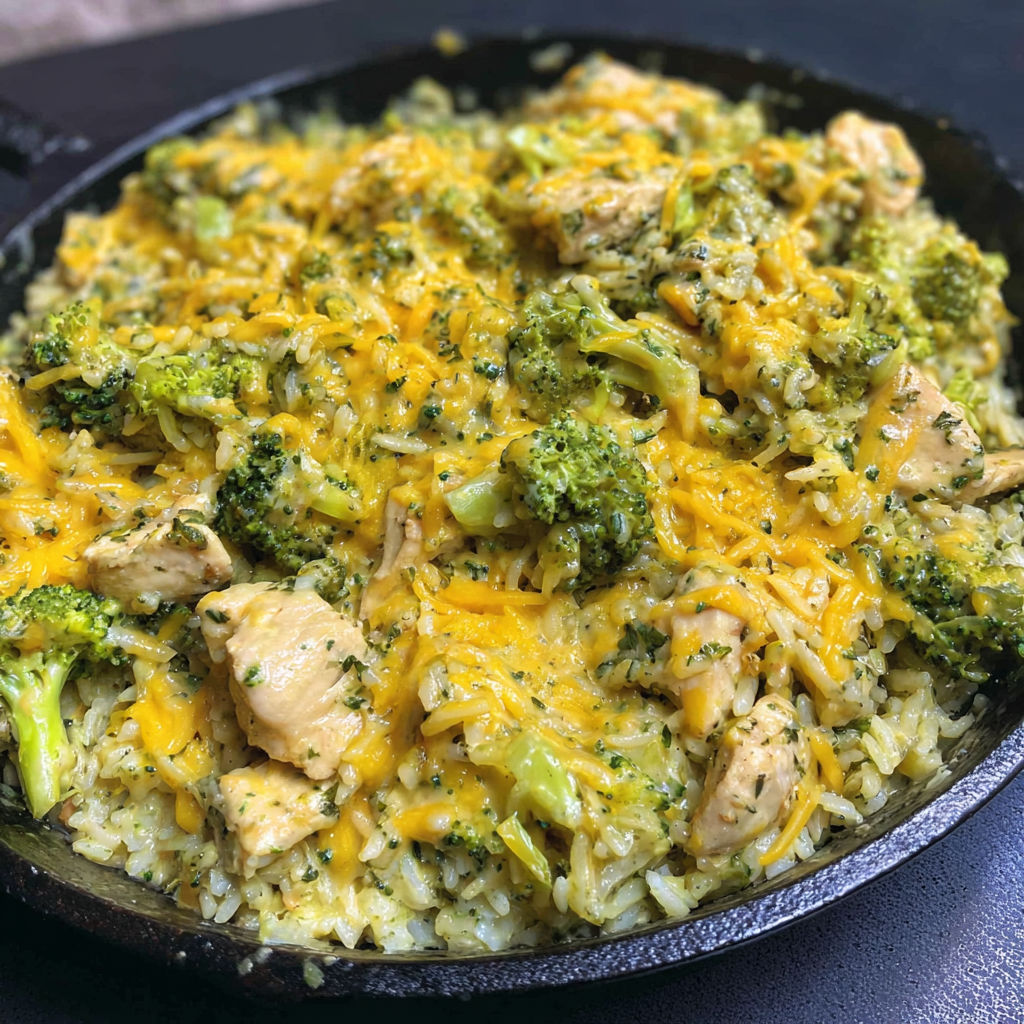 A delicious meal of chicken, rice, and broccoli.