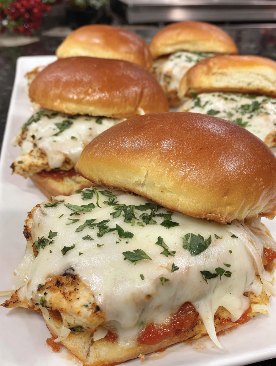 A plate of sandwiches with meat and cheese.