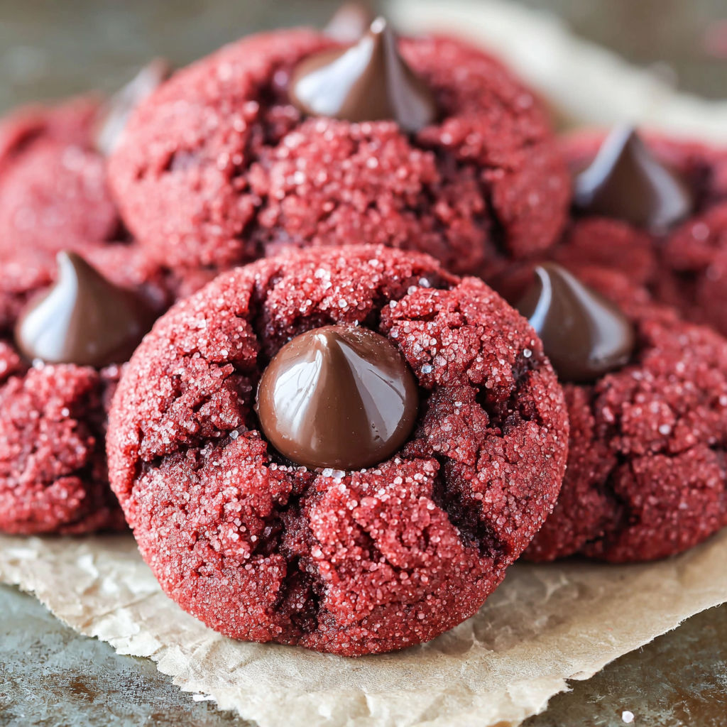 Red velvet cake mix blossom cookies.