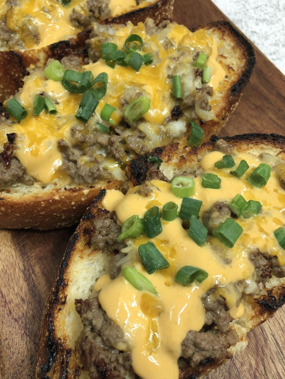 A slice of bread with meat and cheese on top.