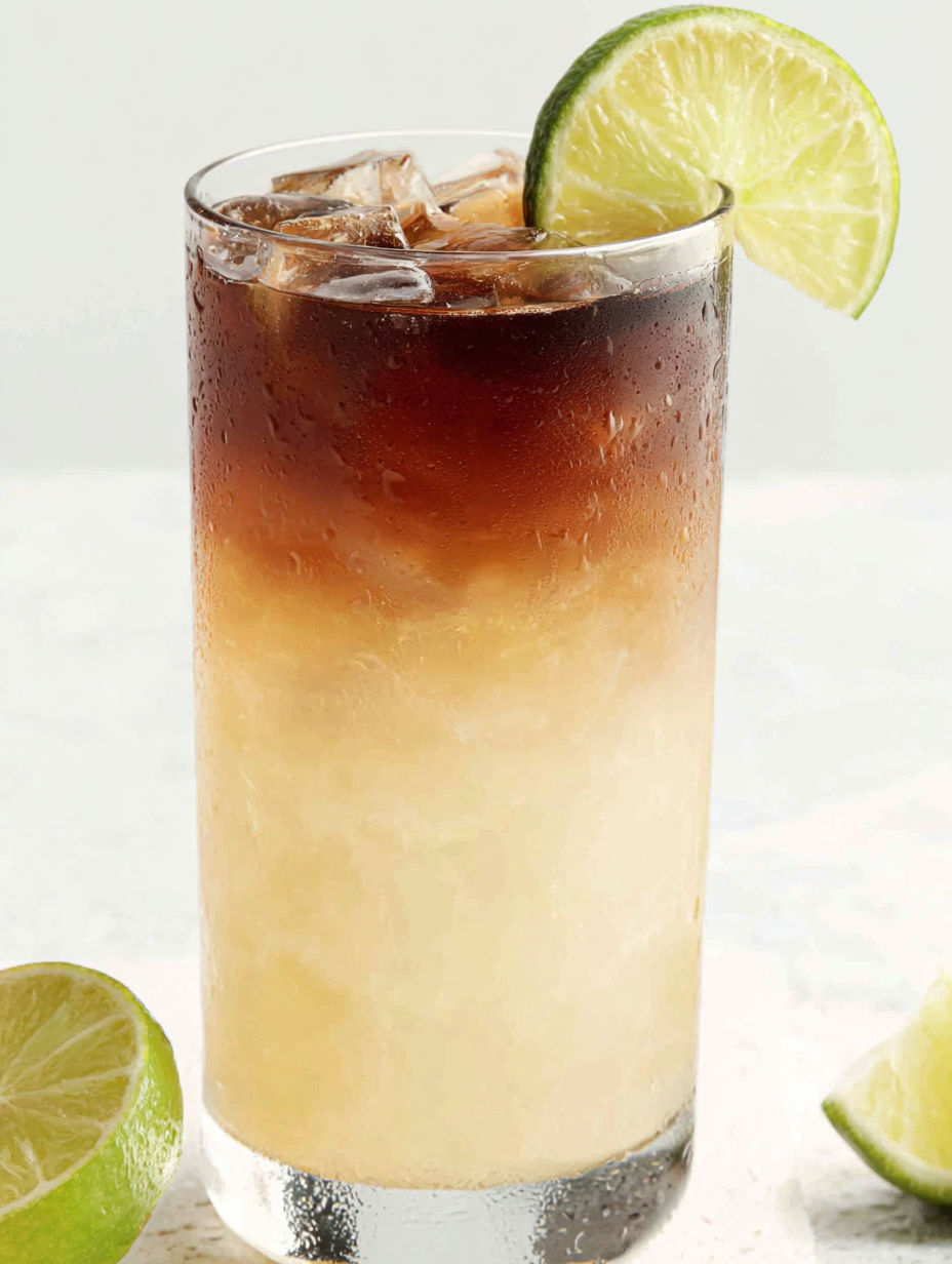 A glass of iced tea with lemon and lime slices.