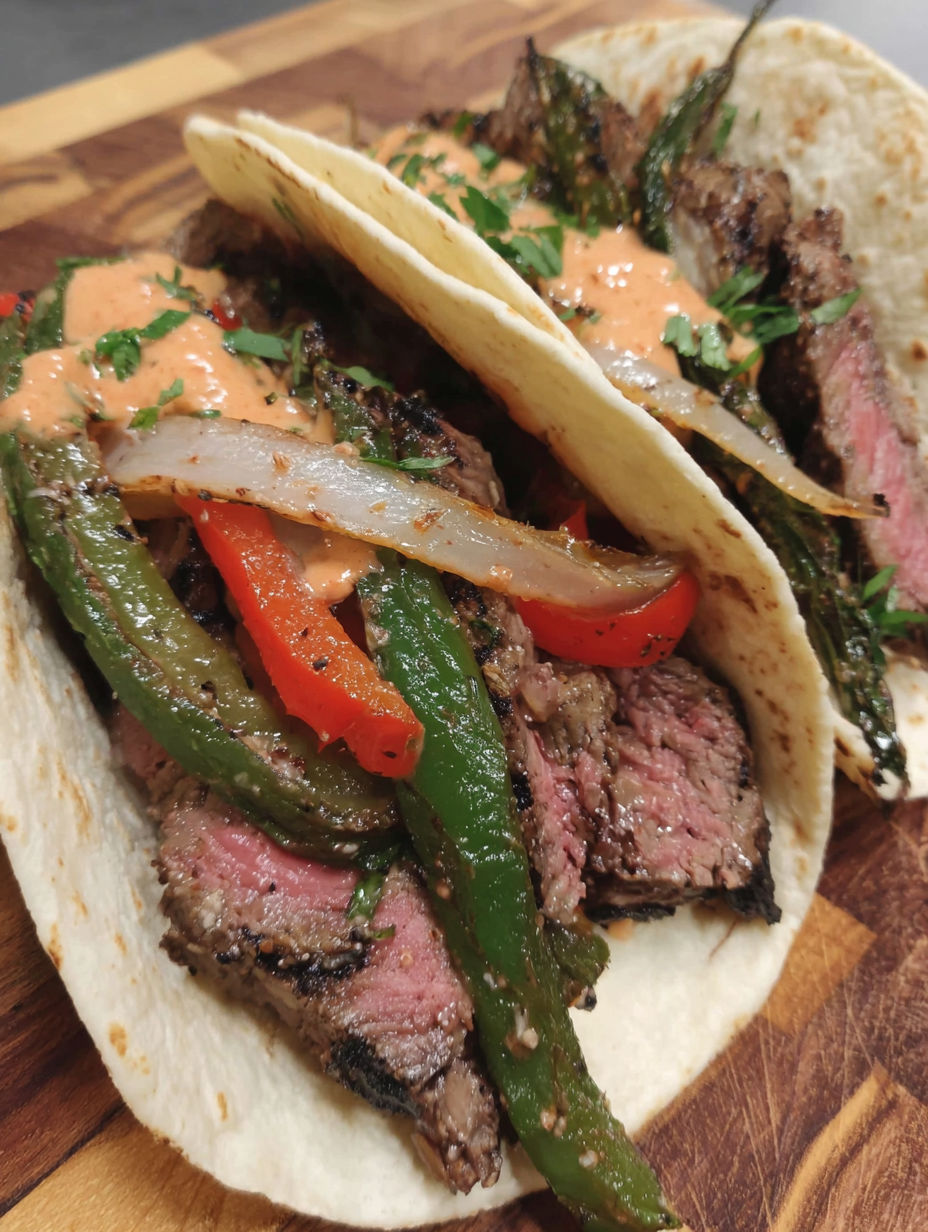 A taco with meat and vegetables on a wooden table.