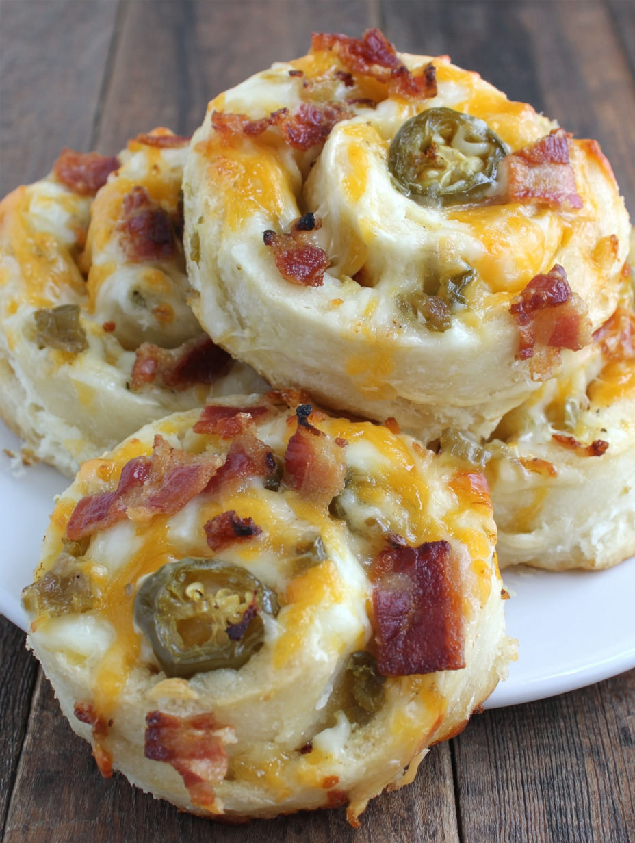 A plate of bacon wrapped cheese rolls.