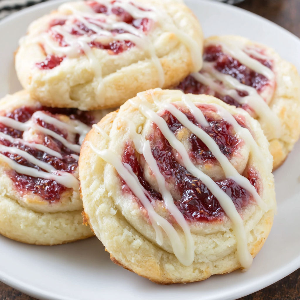 A plate of Raspberry Cheesecake Danish.