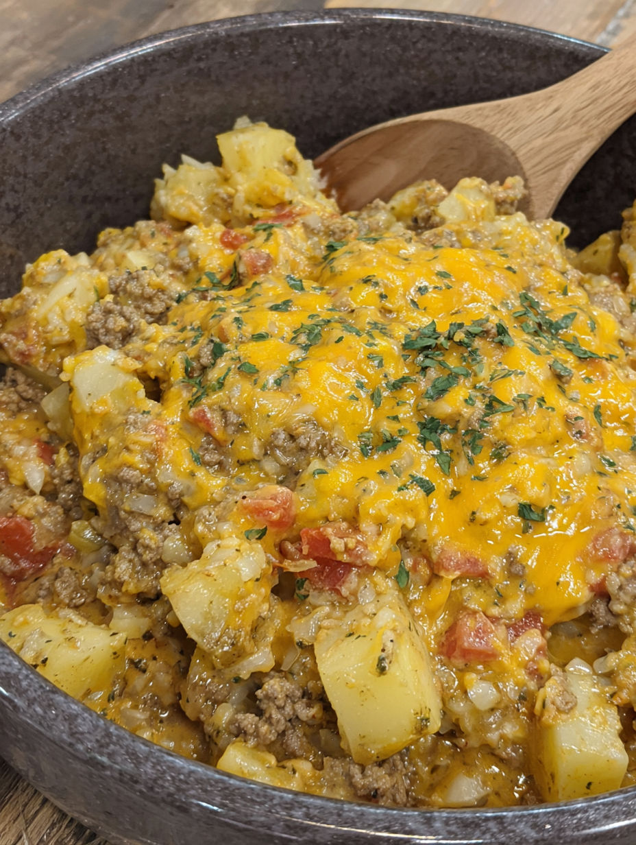 A bowl of food with a spoon in it.