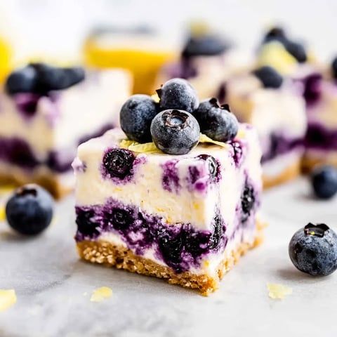 No Bake Lemon Blueberry Cheesecake Bars