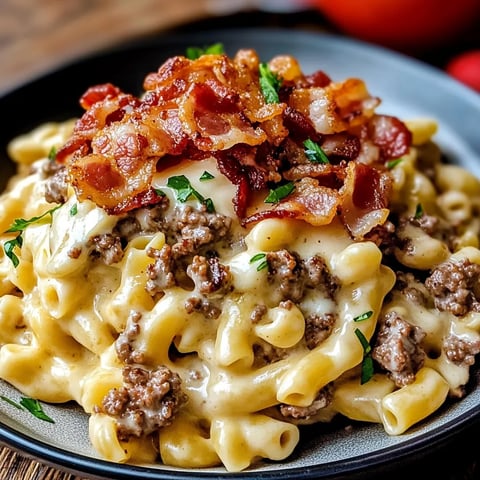 Loaded Bacon Cheeseburger Alfredo Pasta