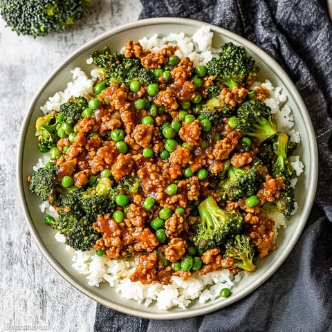 Teriyaki Ground Turkey, Broccoli and Peas
