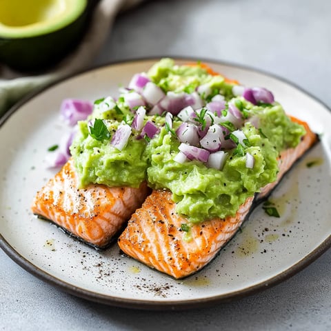 Baked Salmon with Avocado Mash