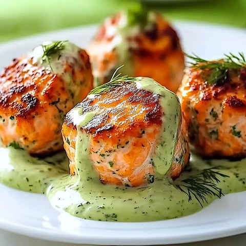 Salmon Balls with Creamy Avocado Sauce