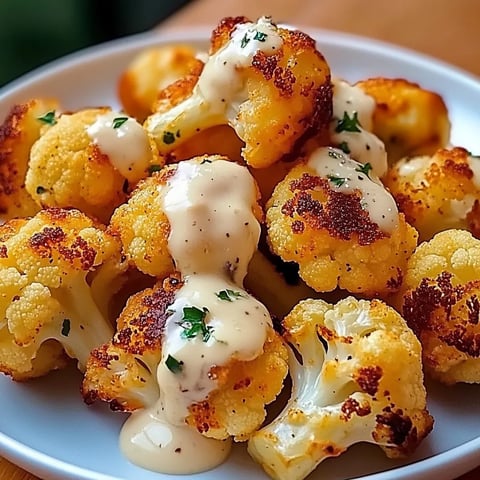 Crispy Baked Cauliflower Bites with Garlic Sauce
