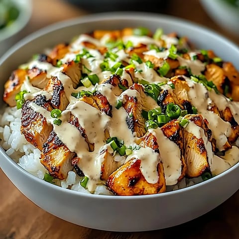 Easy Chicken & Rice Bowls with Creamy Garlic Sauce Recipe