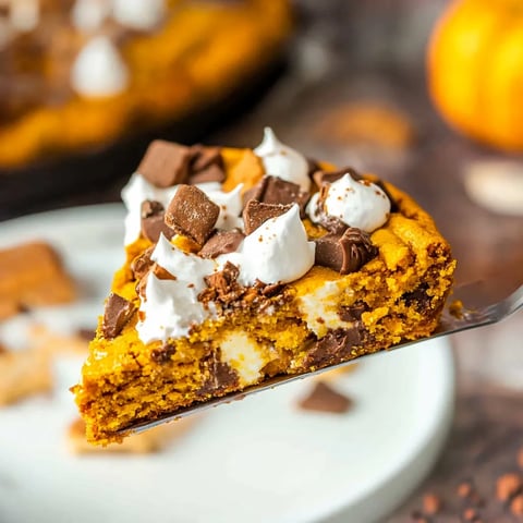 Easy Gooey Pumpkin S’mores Cookie Cake Recipe