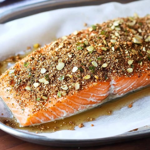 Easy Baked salmon fillet with dukkah Recipe