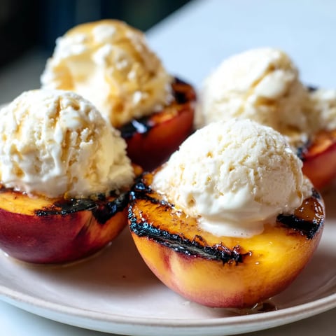 Grilled Peaches with Ice Cream