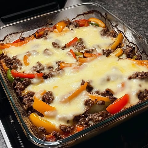 Keto Philly Cheesesteak Casserole