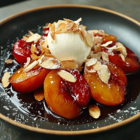 Poached Apricots and Peaches with Toasted Almonds