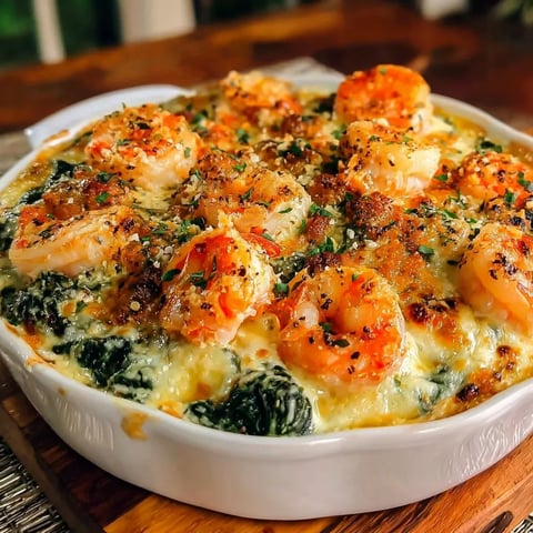 categorShrimp and Spinach Casserole with Three-Cheese Blend
