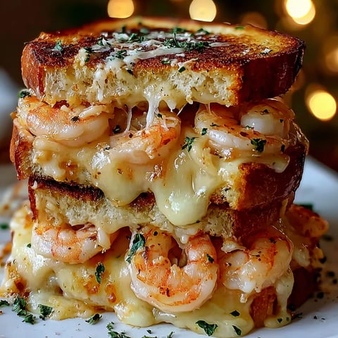 Ultimate Shrimp Grilled Cheese with Garlic Bread