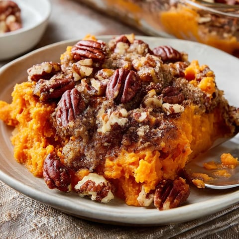 Sweet Potato Casserole with Pecan Topping
