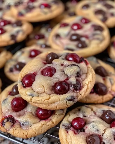 Soft and chewy cherry chocolate cookies.