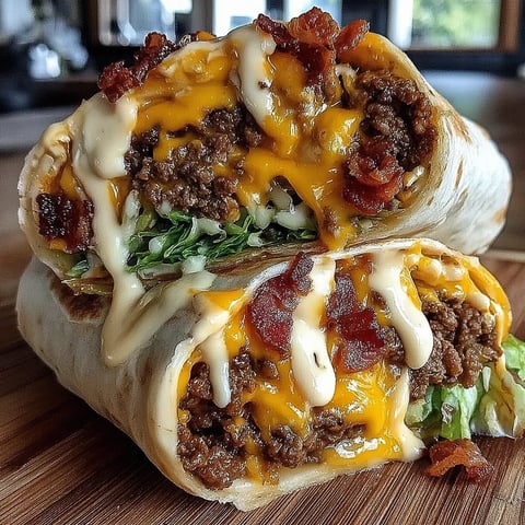 Loaded Bacon Cheeseburger Burrito with a Creamy Cheese Finish