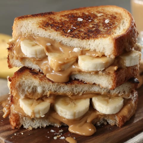 A toasted peanut butter banana sandwich.