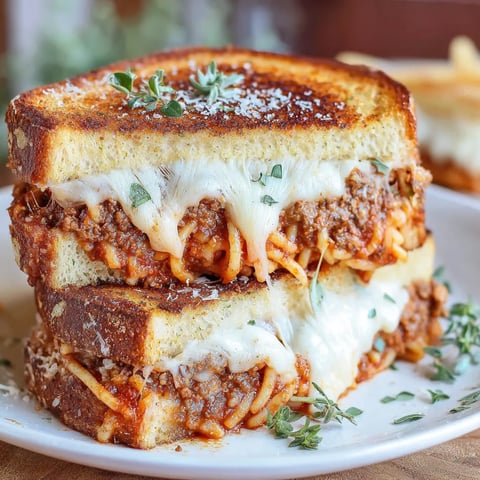 Grilled cheese stuffed with spaghetti, served on a plate.
