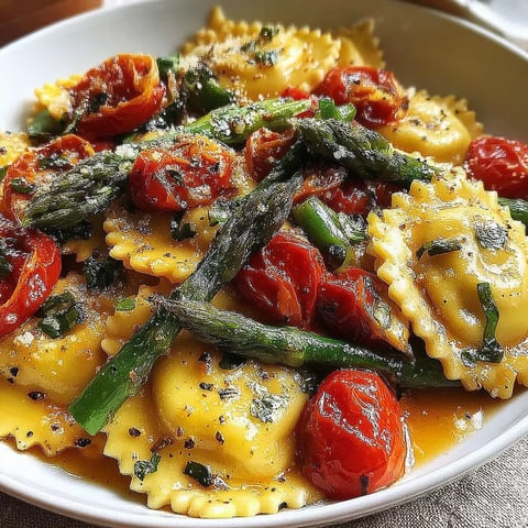 Ravioli with Tomatoes and Asparagus