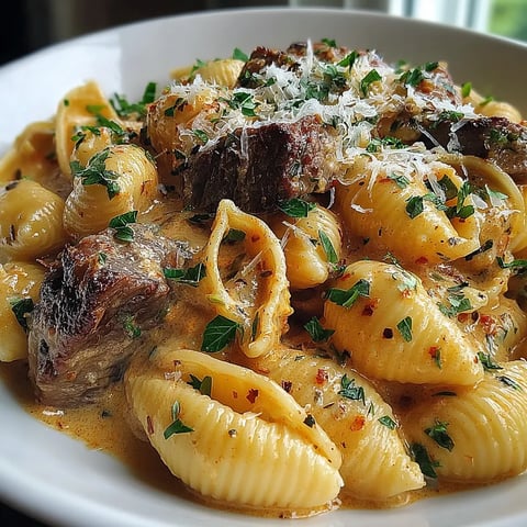 Creamy Paprika Steak Shells Recipe