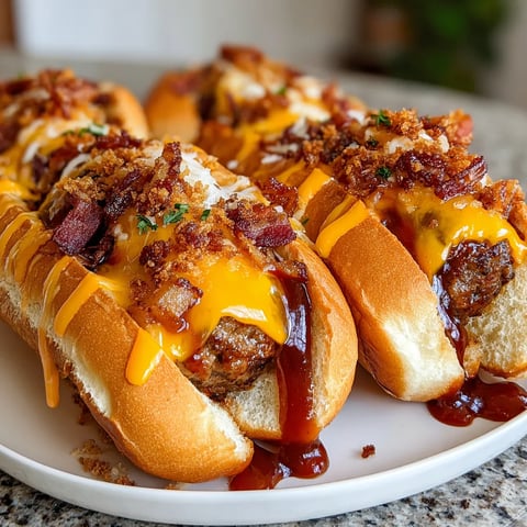 Bourbon BBQ Bacon Cheeseburger Meatball Subs