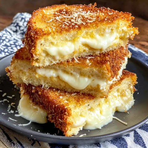 Plate of gooey mozzarella sandwiches.
