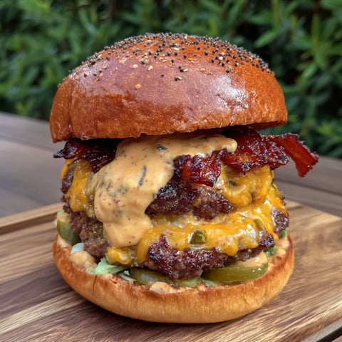 A burger packed with bacon and jalapeño goodness.