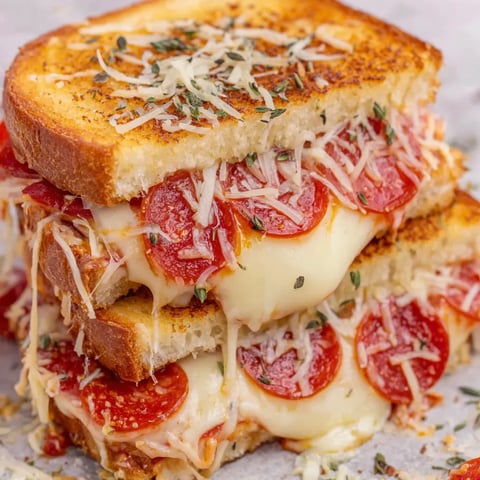 Pepperoni and cheese-filled grilled bread.